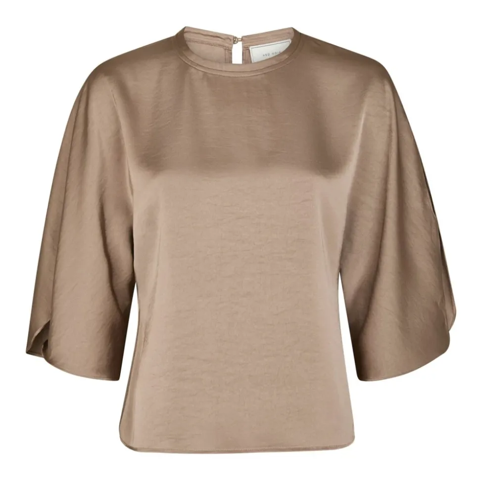Elegante Sateen Bluse Dark Taube