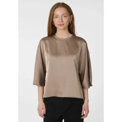 Elegante Sateen Bluse Dark Taube