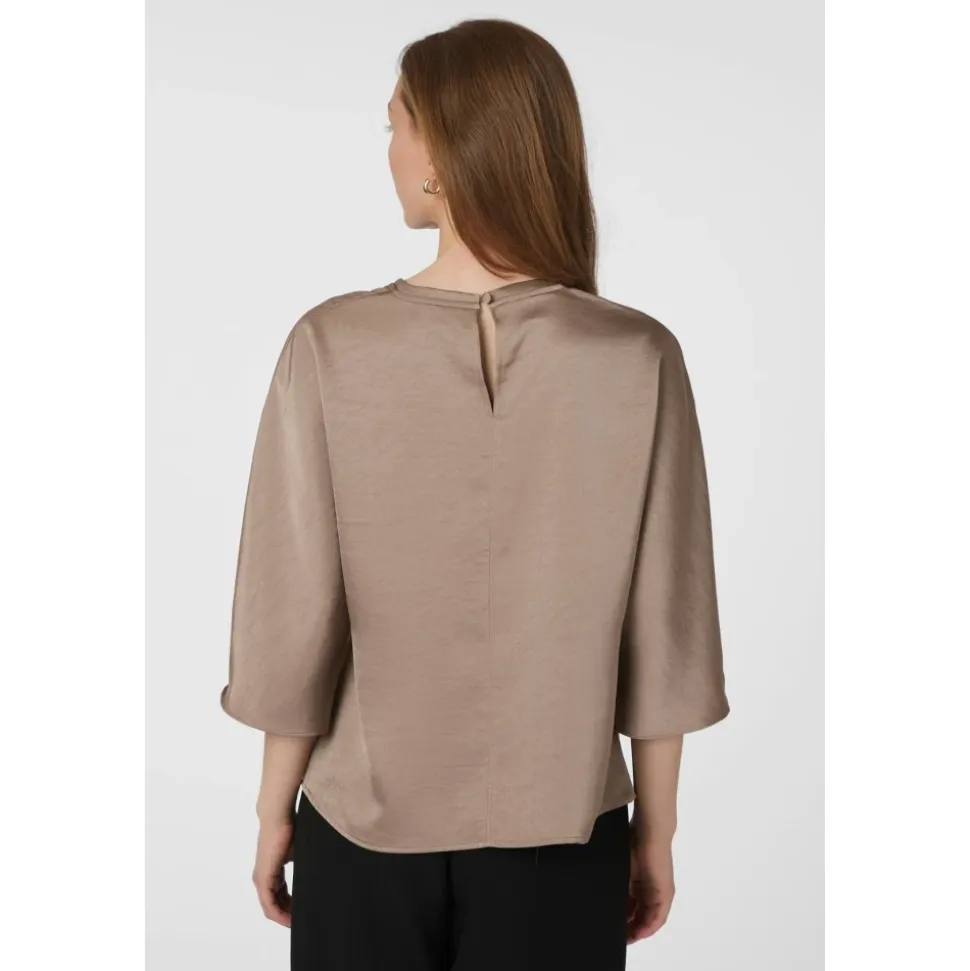 Elegante Sateen Bluse Dark Taube