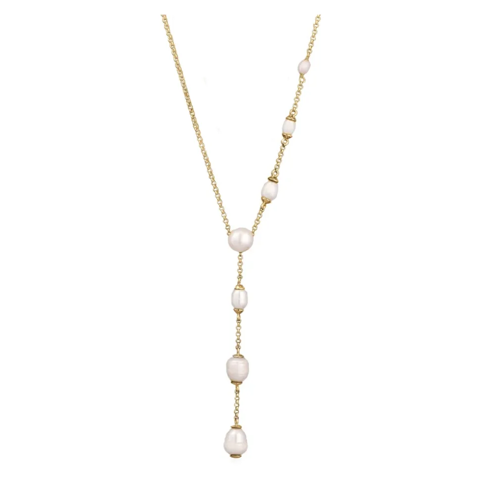 Elegante Y-Halskette mit Süßwasserperlen