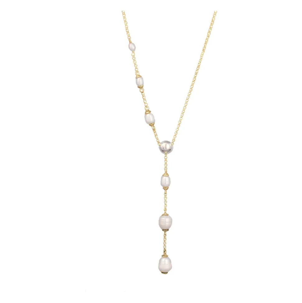 Elegante Y-Halskette mit Süßwasserperlen