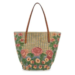 Embroidered Raffia VLogo Signature Shopping Bag