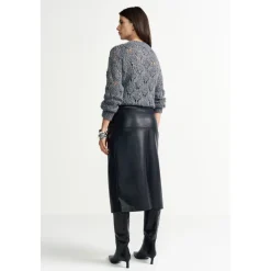 Fake Leather Midi Skirt
