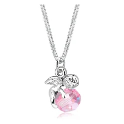 Filigrane Halskette mit Engelsanhänger und rosa Kristallkugel