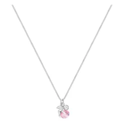 Filigrane Halskette mit Engelsanhänger und rosa Kristallkugel