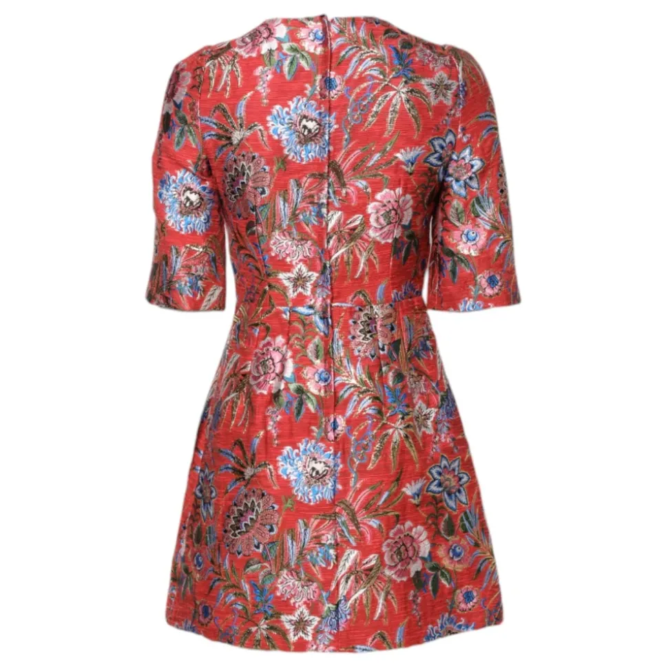 Floral Jacquard A-line Mini Kleid