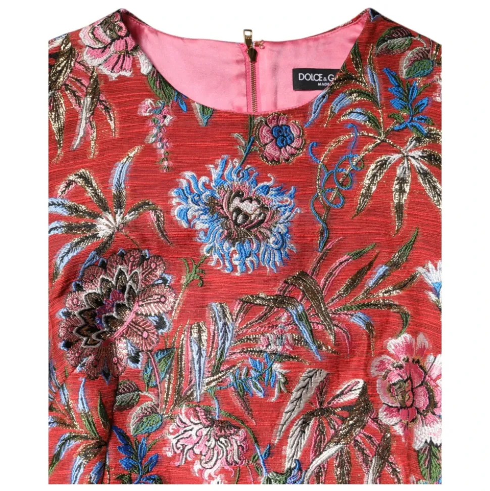 Floral Jacquard A-line Mini Kleid