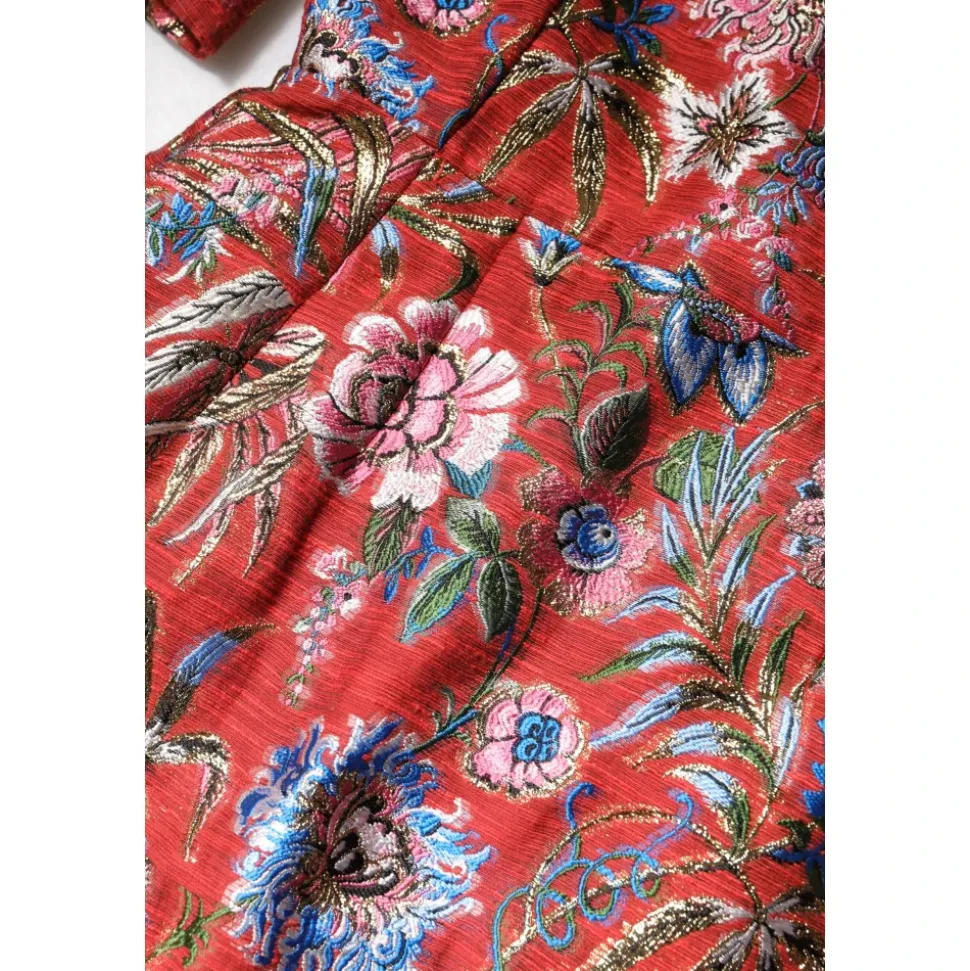 Floral Jacquard A-line Mini Kleid