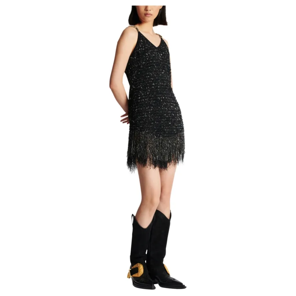 Fringed Lurex Tweed Dress