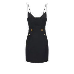 Gabardine-Kleid aus Wollmischung mit Spitze