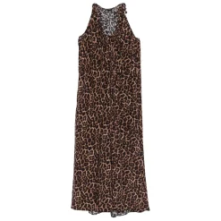 Gathered Scoop-Neck Midi Dress