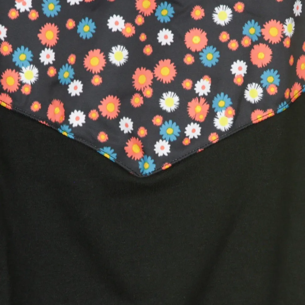 Geblümtes Cropped Sweatshirt mit Rundhalsausschnitt