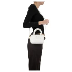 Gehäkelte Schultertasche mit Lederdetails