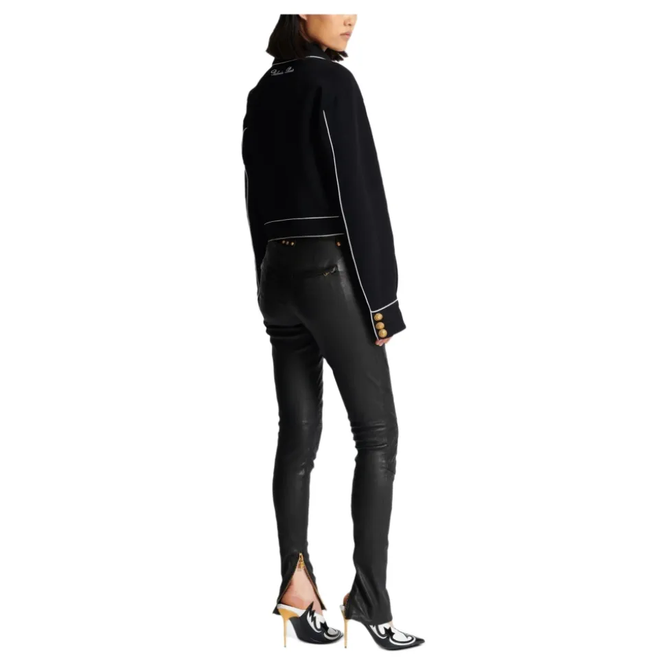 Geknöpfte, kontrastierende Western-Crêpe-Jacke