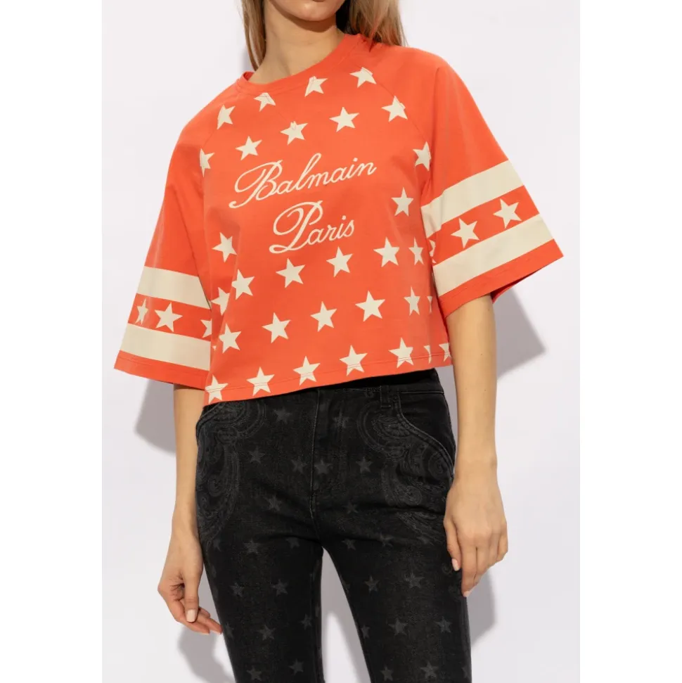 Gekürztes T-Shirt mit Logo