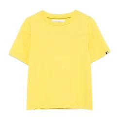 Gelbes Rundhals-Baumwoll-Kaschmir T-Shirt