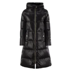 Gepolsterte Schwarze Kapuzenjacke