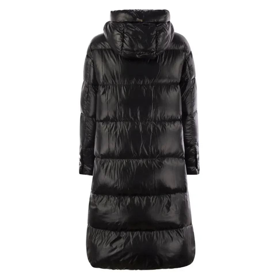 Gepolsterte Schwarze Kapuzenjacke