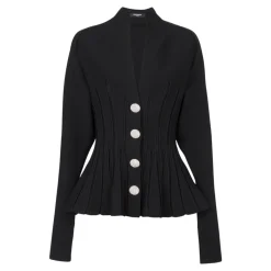 Gerippte Strickjacke mit Schürze
