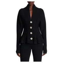 Gerippte Strickjacke mit Schürze