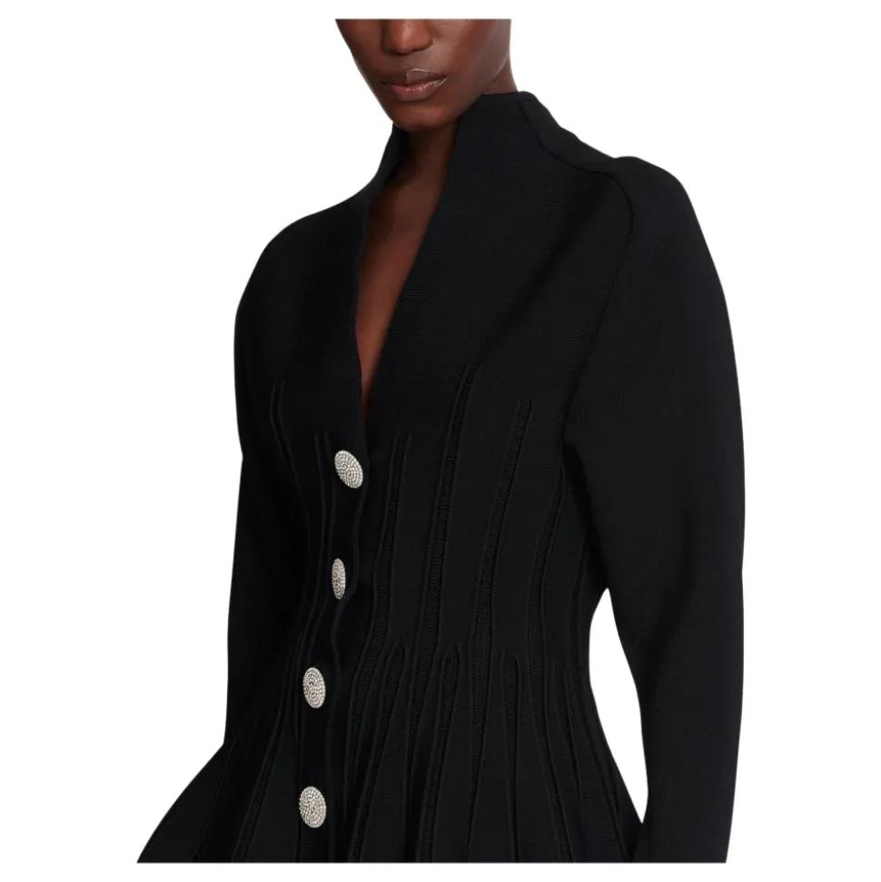 Gerippte Strickjacke mit Schürze