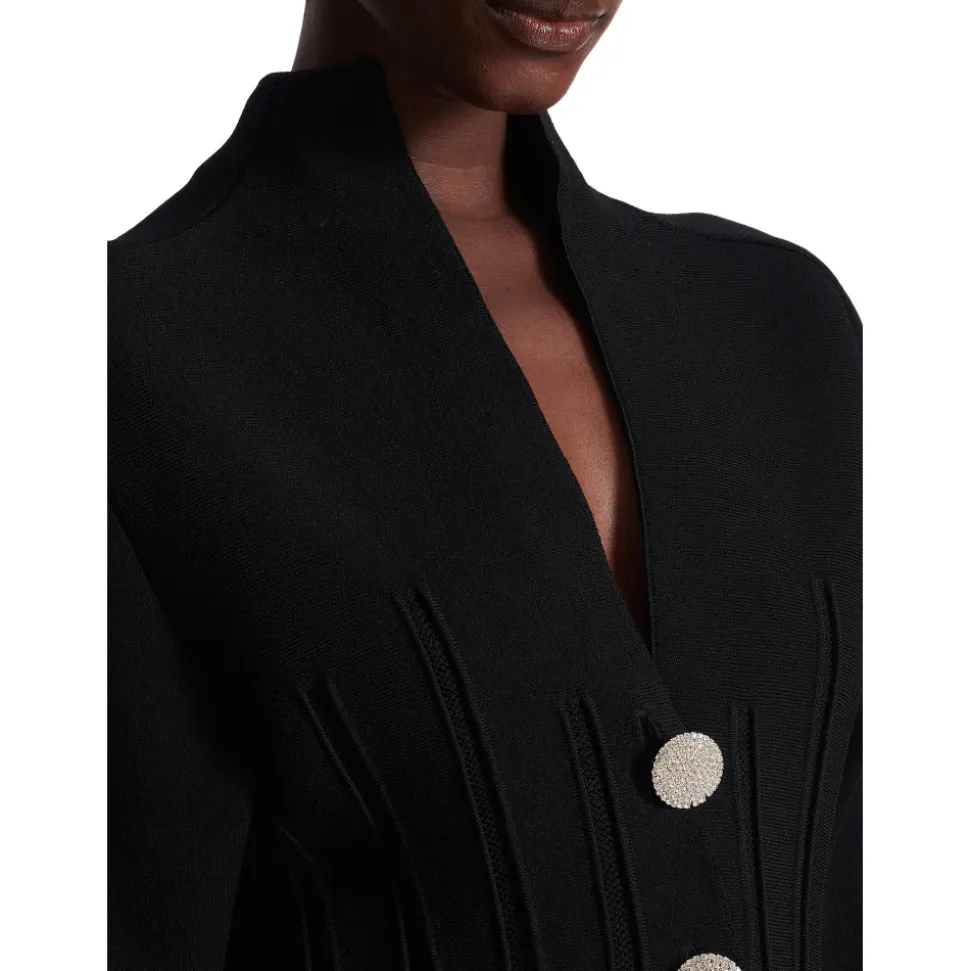 Gerippte Strickjacke mit Schürze