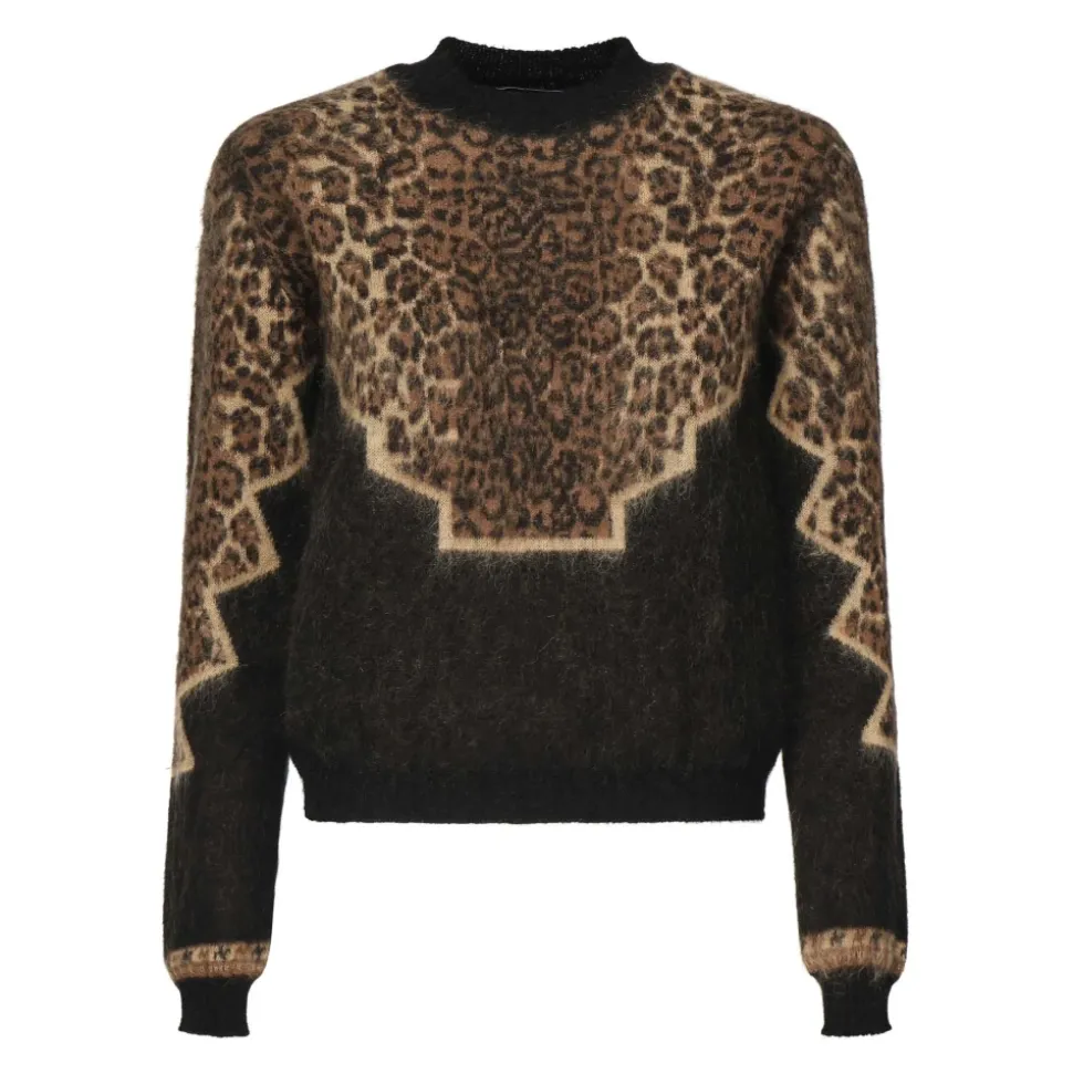 Gerippter Crew Neck Pullover in Schwarz