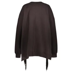 Gerippter Kragen Baumwoll-Sweatshirt mit asymmetrischem Saum
