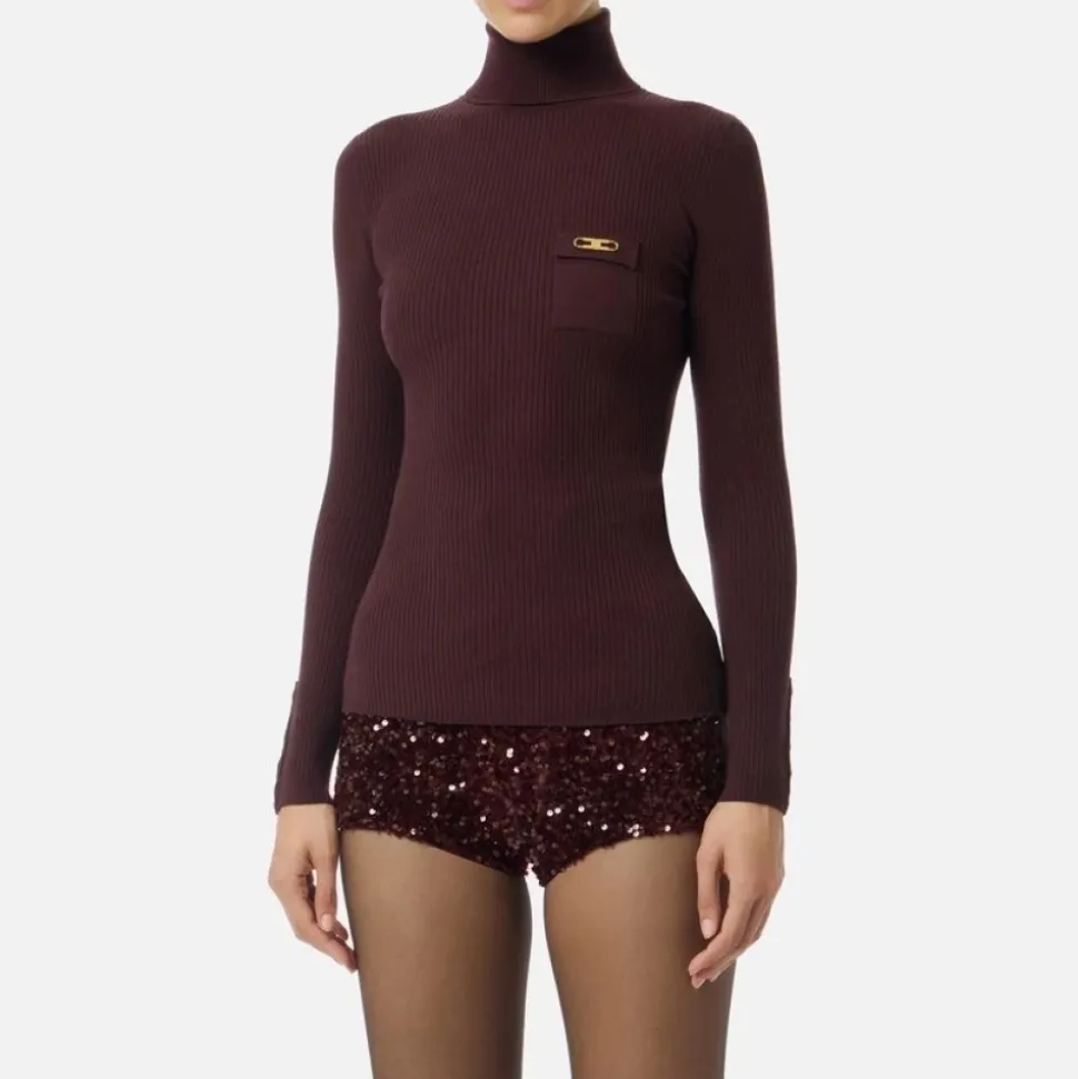Gerippter Rollkragenpullover
