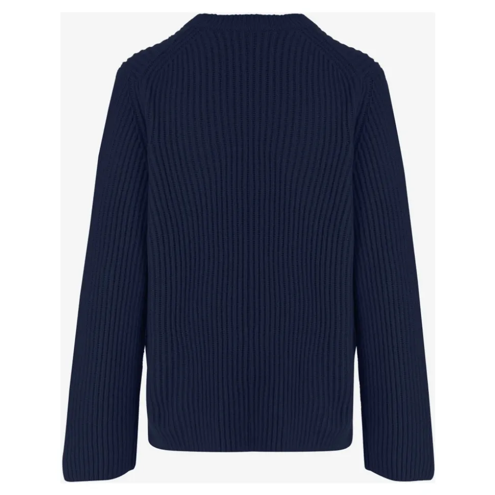 Gerippter Woll-Kaschmir-Pullover Marine