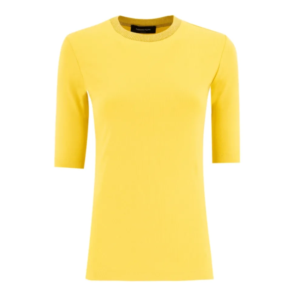 Geripptes Slim-Fit-T-Shirt aus Baumwolle