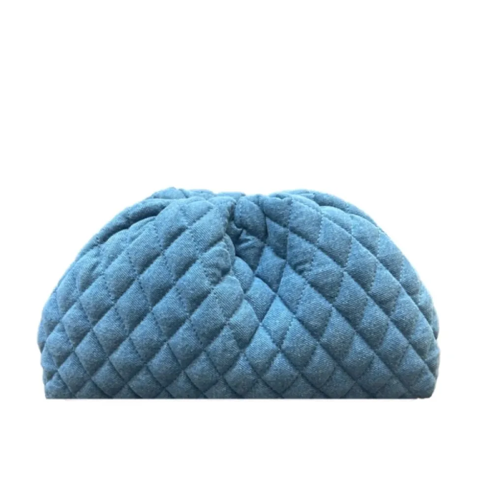 Gesteppte Denim Schultertasche