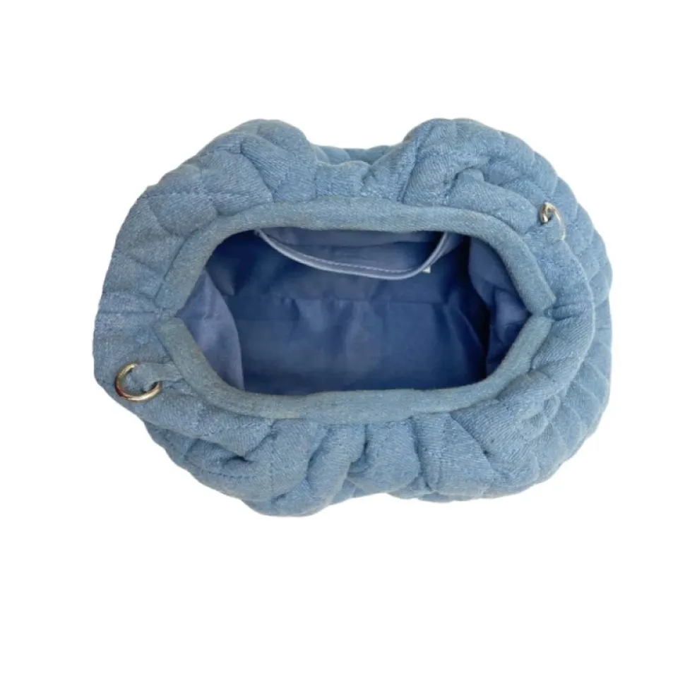 Gesteppte Denim Schultertasche