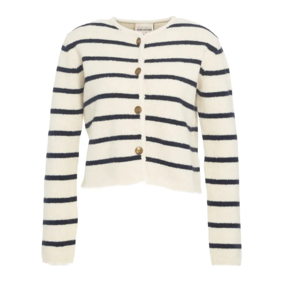 Gestreifter Cardigan Bianco AW25