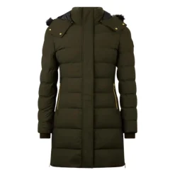 Gold Parka Dunkles Olivgrünes Damenjacke
