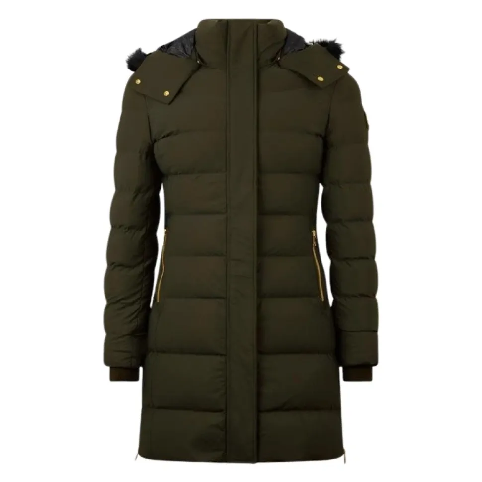 Gold Parka Dunkles Olivgrünes Damenjacke
