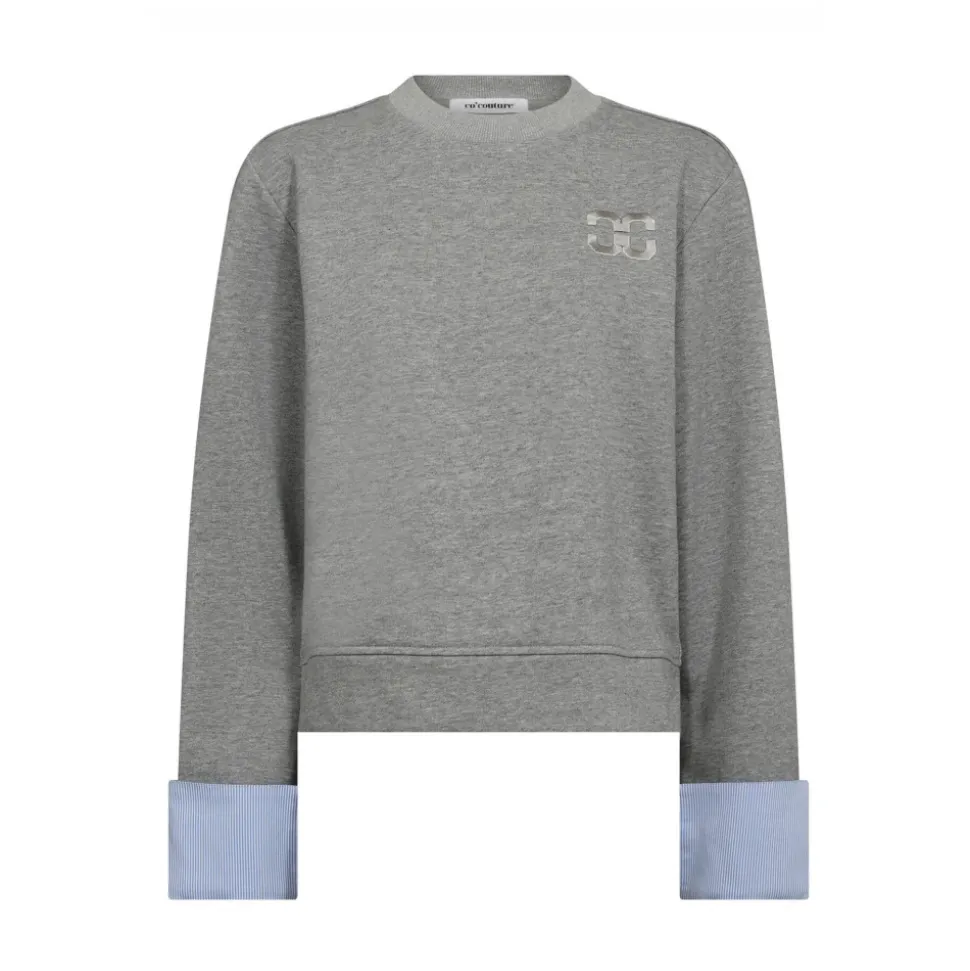 Grau Melan Manschette Sweatshirt