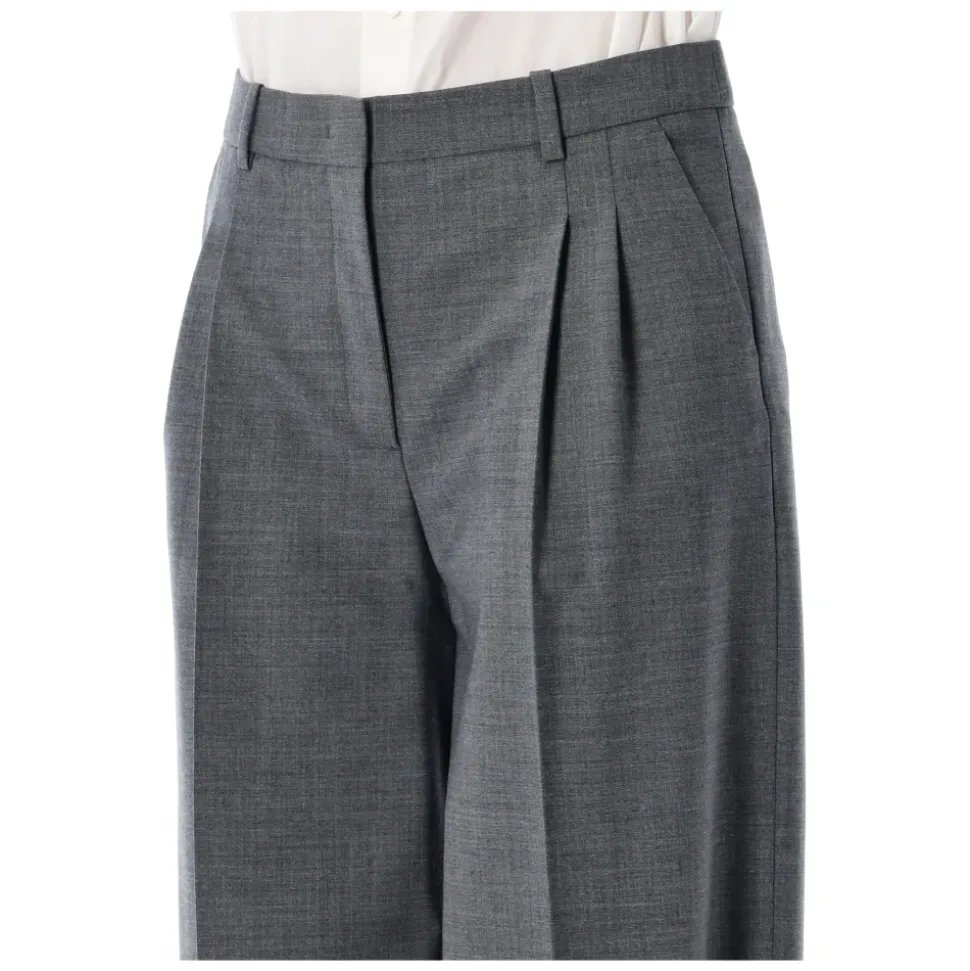 Graue Melange Wollmischung Grand Hose