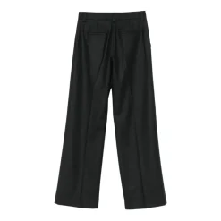 Graue Plissee-Hose mit schwarzen Nähten