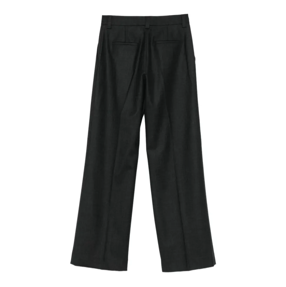 Graue Plissee-Hose mit schwarzen Nähten