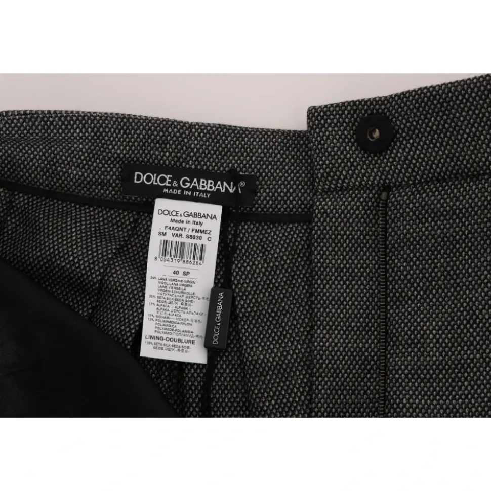 Graue Woll-High-Waist-Mini-Shorts