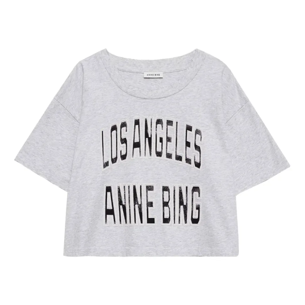 Graues Cropped Tee mit Coolem Print