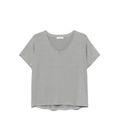 Graues T-Shirt mit Pailletten V-Ausschnitt
