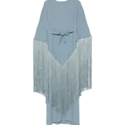 Grün Aqua Cape Ärmel Fransen Kleid