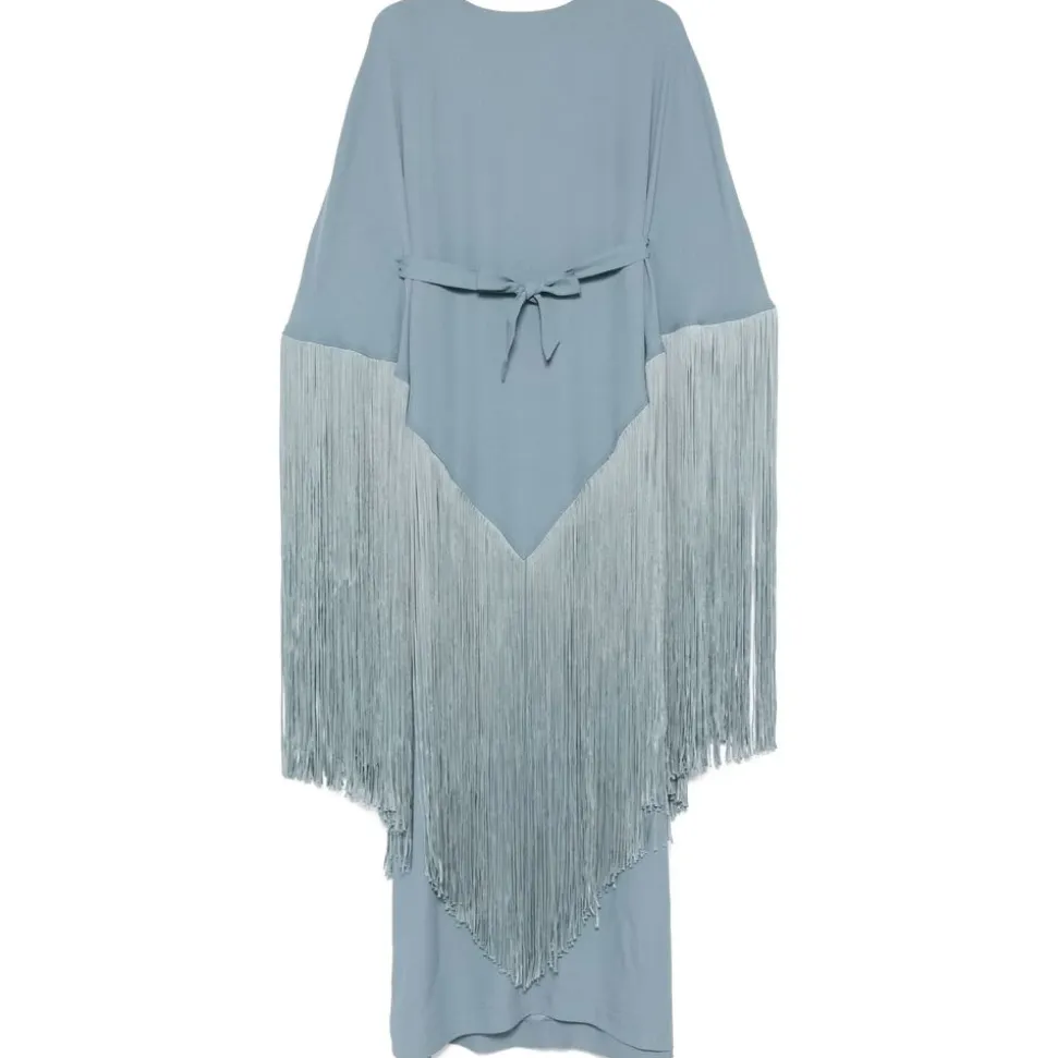Grün Aqua Cape Ärmel Fransen Kleid
