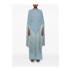Grün Aqua Cape Ärmel Fransen Kleid