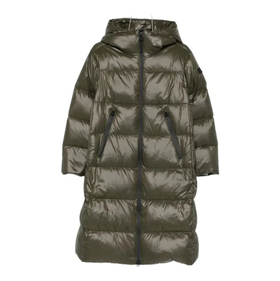 Grüne Klassische Kapuzen Pufferjacke