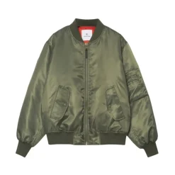 Grüne Satin-Bomberjacke