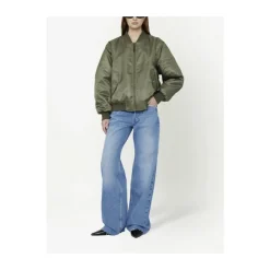 Grüne Satin-Bomberjacke