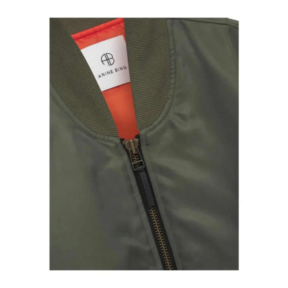 Grüne Satin-Bomberjacke